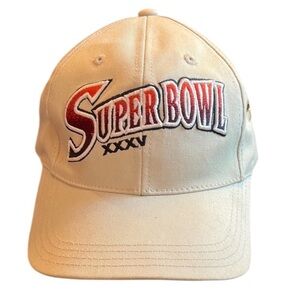 Superbowl XXXV Baltimore Ravens Strapback Cap Hat OS Tan Cotton NFL Embroidered
